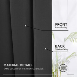 Ameha Dark Grey Plain Blackout Curtain Pencil Pleat Thermal Insulated Curtain Pair 90''x90'' With Tieback Living Room Bedroom - thumbnail 8