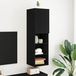 Berkfield Modern Led Tv Cabinet Black Oak 30,5X30X102 Cm Engineered Wood - thumbnail 2