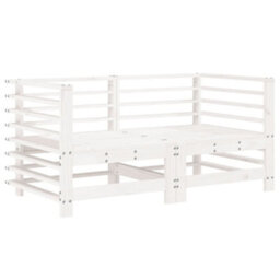 Walplus Outdoor Garden Corner Sofa For Patio Balcony Poolside Furnitures 2 Pcs White Solid Wood Pine - Cushion Not Included - thumbnail 2
