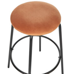 Wyld And Coco Orange Velvet Bar Stools Set Of 2 With Footrests For Counters And Breakfast Bars - W43 X D43 X H75Cm - thumbnail 6