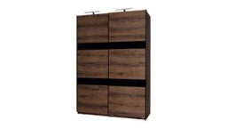 Arte Denver 12 Sliding Door Wardrobe In Oak Monastery & Black Gloss - W1500mm X H2150mm X D690mm