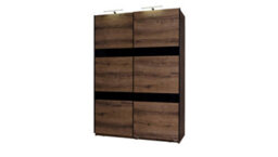 Arte Denver 12 Sliding Door Wardrobe In Oak Monastery & Black Gloss - W1500mm X H2150mm X D690mm - thumbnail 2