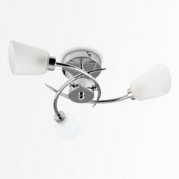 Valuelights Kavio Modern 3 Way Spiral Polished Chrome Ceiling Light Fitting With Frosted Glass Shades With Led Bulb - thumbnail 4