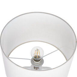 Wyld And Coco Novalux Table Lamp - Hand-Painted White Ceramic Base With Linen Drum Shade, Minimalist Design, 46Cm High - thumbnail 4