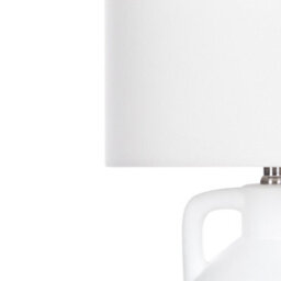 Wyld And Coco Novalux Table Lamp - Hand-Painted White Ceramic Base With Linen Drum Shade, Minimalist Design, 46Cm High - thumbnail 5