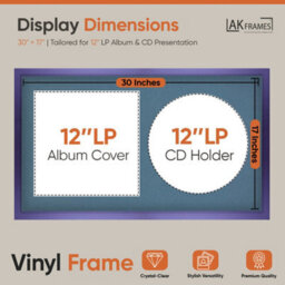 "30X17"" Purple Sleek Vinyl Record Frame With Pompadour Mount For 12 Inch Lp Album Cover & Disc - Ak Frames" - thumbnail 2