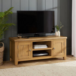 The Furniture Market Cotswold Rustic Smoked Oak Widescreen Tv Unit Stand Up To 60 Tv Size - thumbnail 2