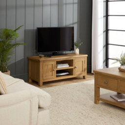 The Furniture Market Cotswold Rustic Smoked Oak Widescreen Tv Unit Stand Up To 60 Tv Size - thumbnail 3