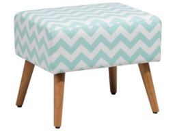Beliani Mint Green Cotton Footstool With Wooden Legs, Retro Quatrefoil Pattern, Scandinavian Style, W50 X D39 X H42Cm - thumbnail 2