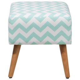 Beliani Mint Green Cotton Footstool With Wooden Legs, Retro Quatrefoil Pattern, Scandinavian Style, W50 X D39 X H42Cm - thumbnail 6
