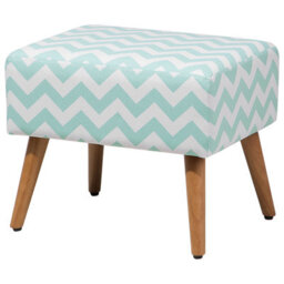 Beliani Mint Green Cotton Footstool With Wooden Legs, Retro Quatrefoil Pattern, Scandinavian Style, W50 X D39 X H42Cm - thumbnail 5
