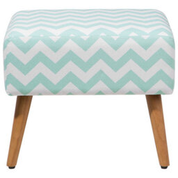 Beliani Mint Green Cotton Footstool With Wooden Legs, Retro Quatrefoil Pattern, Scandinavian Style, W50 X D39 X H42Cm - thumbnail 4