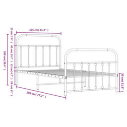 Berkfield Metal Bed Frame With Headboard And Footboard White 100X190 Cm - thumbnail 9