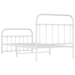 Berkfield Metal Bed Frame With Headboard And Footboard White 100X190 Cm - thumbnail 8