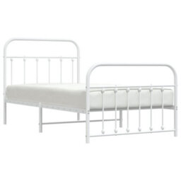 Berkfield Metal Bed Frame With Headboard And Footboard White 100X190 Cm - thumbnail 3