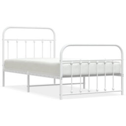 Berkfield Metal Bed Frame With Headboard And Footboard White 100X190 Cm - thumbnail 2