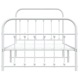 Berkfield Metal Bed Frame With Headboard And Footboard White 100X190 Cm - thumbnail 6