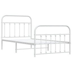 Berkfield Metal Bed Frame With Headboard And Footboard White 100X190 Cm - thumbnail 5