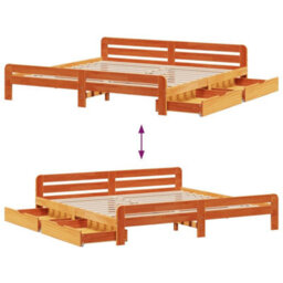 Berkfield Bed Frame Without Mattress Wax Brown 180X200 Cm Super King Solid Wood Pine - thumbnail 9