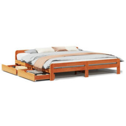Berkfield Bed Frame Without Mattress Wax Brown 180X200 Cm Super King Solid Wood Pine - thumbnail 2