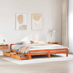 Berkfield Bed Frame Without Mattress Wax Brown 180X200 Cm Super King Solid Wood Pine - thumbnail 1