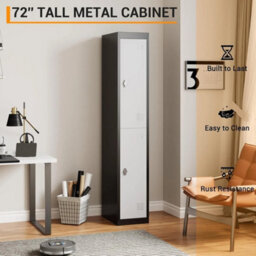 "Metal Locker Storage Cabinet Cupboard 71"" Tall Lockable Metal Locker With 2 Door" - thumbnail 3