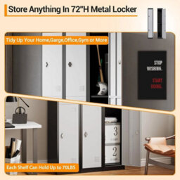 "Metal Locker Storage Cabinet Cupboard 71"" Tall Lockable Metal Locker With 2 Door" - thumbnail 6