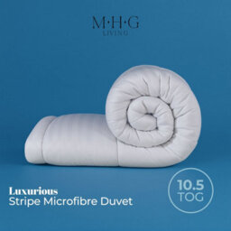 MHG Living 10.5 Tog All Season Duvet - Hotel Quality Striped Microfibre Duvet, Breathable & Hypoallergenic - Super King - thumbnail 5
