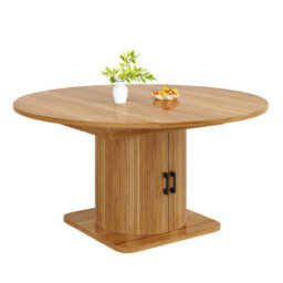 Btm Extendable Folding Dining Table With Storage And Wine Rack  Mdf Top, Space Saving Table For Small Rooms, Natural Brown - thumbnail 7
