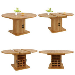 Btm Extendable Folding Dining Table With Storage And Wine Rack  Mdf Top, Space Saving Table For Small Rooms, Natural Brown - thumbnail 8
