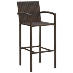Walplus 5 Piece Garden Bar Set Brown Solid Wood Acacia And Poly Rattan - thumbnail 4