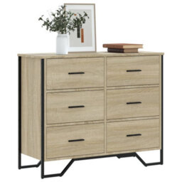 Berkfield Chest Of Drawers Sonoma Oak 91X35.5X74.5 Cm Engineered Wood - thumbnail 1