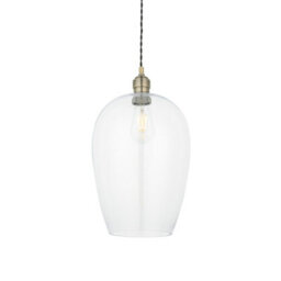 Luminosa Lighting Luminosa Livorno Single Pendant Ceiling Lamp, Antique Brass Plate, Glass - thumbnail 1