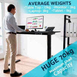 Dellonda Carbon Electric Adjustable Standing Desk, Quiet, Fast, 1400 X 700mm - thumbnail 5
