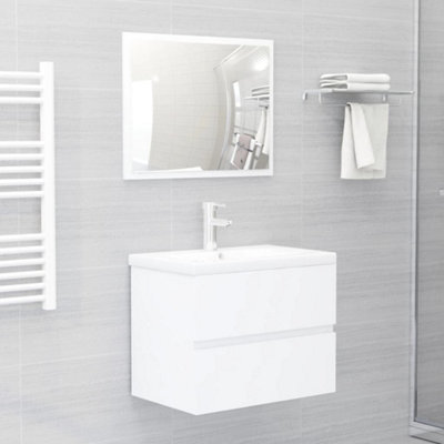 Berkfield Bathroom Furniture Set White Engineered Wood - image 1