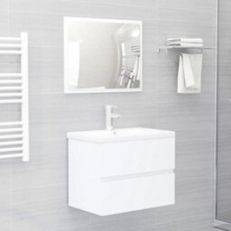 Berkfield Bathroom Furniture Set White Engineered Wood - thumbnail 1
