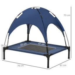 Pawhut 76Cm Elevated Dog Bed Cooling Raised Pet Cot Uv Protection Canopy Blue - thumbnail 3