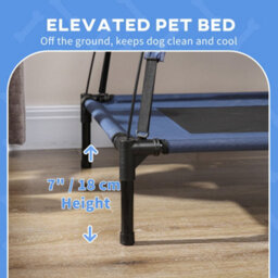 Pawhut 76Cm Elevated Dog Bed Cooling Raised Pet Cot Uv Protection Canopy Blue - thumbnail 7