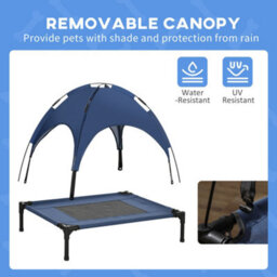 Pawhut 76Cm Elevated Dog Bed Cooling Raised Pet Cot Uv Protection Canopy Blue - thumbnail 6