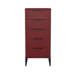 Marsala Ready Assembled Matt Red 5 Drawer Bedside Chest (H)1008mm (W)450mm (D)395mm - thumbnail 5
