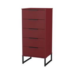 Marsala Ready Assembled Matt Red 5 Drawer Bedside Chest (H)1008mm (W)450mm (D)395mm - thumbnail 2