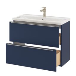 GoodHome Imandra Slimline Matt Blue Wall-Mounted Bathroom Cabinet (H) 600mm (W) 800mm - thumbnail 5