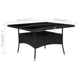 Walplus Outdoor Dining Table Black Poly Rattan And Glass - thumbnail 5