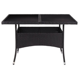 Walplus Outdoor Dining Table Black Poly Rattan And Glass - thumbnail 3