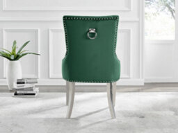 Furniturebox Set Of 2 - Belgravia Premium Knockerback Dining Chairs - Green Velvet Chrome Leg Dining Chairs - Kitchen Dining Room Chairs - thumbnail 4