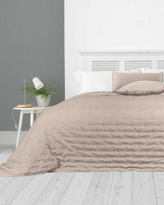 Country Club Leon Embossed Bedspread Double/king Size, Taupe, 240 X 260Cm