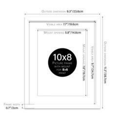 "10X8"" White Frame With Mount For 8X6"" Pictures 20mm Thin Edge Portrait And Landscape Display With Wall Hooks And Kickstand" - thumbnail 2