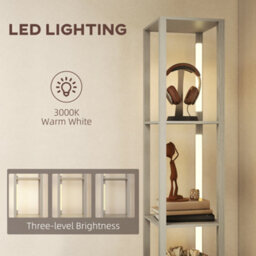 Homcom Floor Lamp With Shelves, Led Standing Lamp With Fabric Drawer, Oak - thumbnail 5