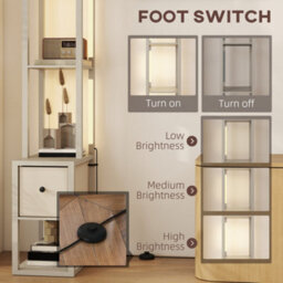 Homcom Floor Lamp With Shelves, Led Standing Lamp With Fabric Drawer, Oak - thumbnail 6