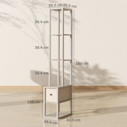 Homcom Floor Lamp With Shelves, Led Standing Lamp With Fabric Drawer, Oak - thumbnail 3